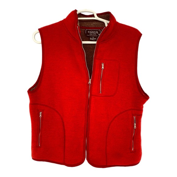 COACO New York Women's Large Red Fleece Lined Casual Vest‎ Zippered Pockets Warm - Picture 1 of 6